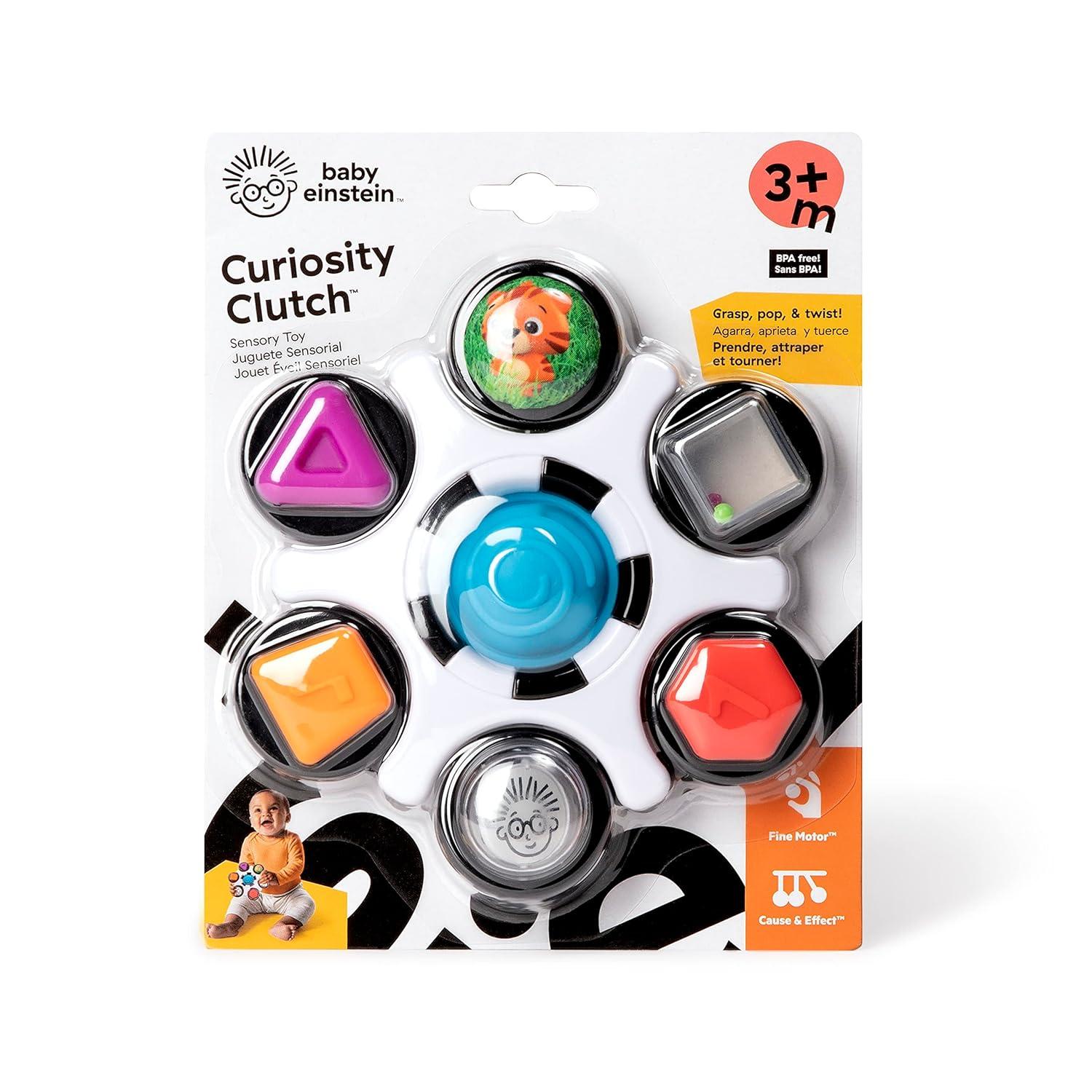 imageBaby Einstein Curiosity Clutch Fidget Sensory Toy and Pop It Rattle BPA Free Infant Teether Age 3 Months Multicolored
