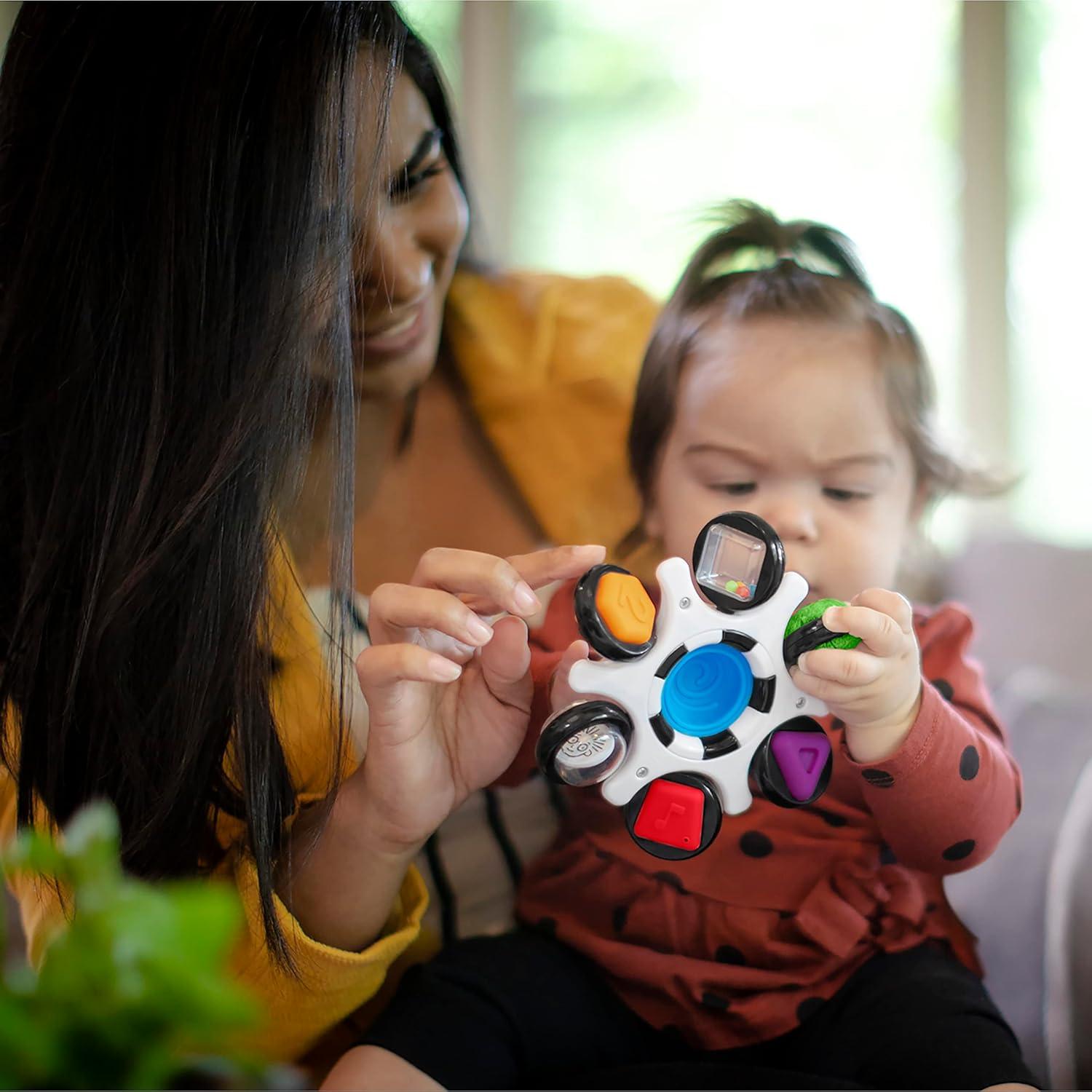 imageBaby Einstein Curiosity Clutch Fidget Sensory Toy and Pop It Rattle BPA Free Infant Teether Age 3 Months Multicolored