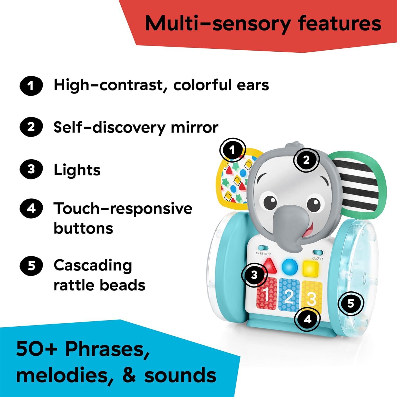 imageBaby Einstein Glow ampamp Discover Light Bar Musical Toy Activity Station Sitting Up and Tummy Time Toy Color and Animal Learning Toy Infant Ages 3 monthsChase  Tap Earl