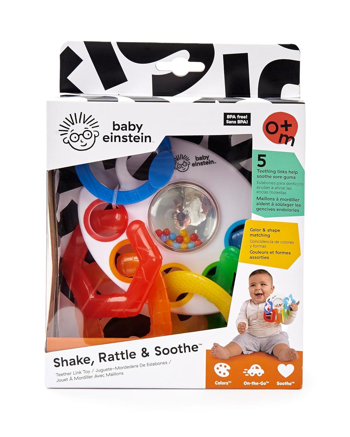 imageBaby Einstein Shake Rattle ampamp Soothe TakeAlong Textured Teether Toy  Bpa Free Ages Newborn   Multi