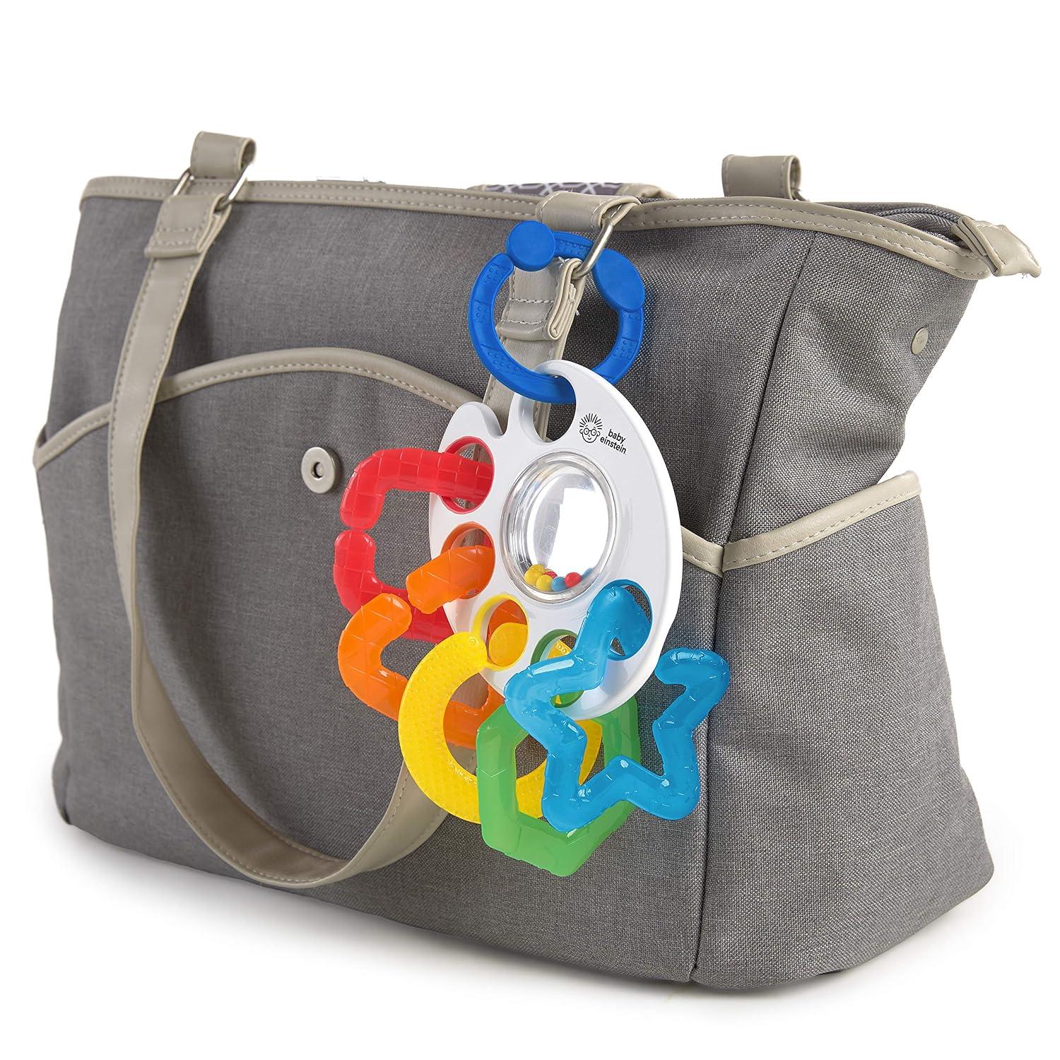imageBaby Einstein Shake Rattle ampamp Soothe TakeAlong Textured Teether Toy  Bpa Free Ages Newborn   Multi