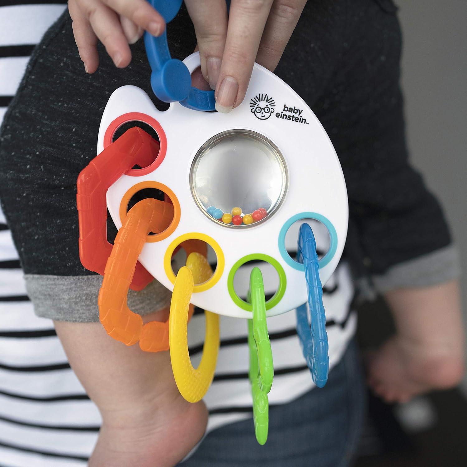 imageBaby Einstein Shake Rattle ampamp Soothe TakeAlong Textured Teether Toy  Bpa Free Ages Newborn   Multi