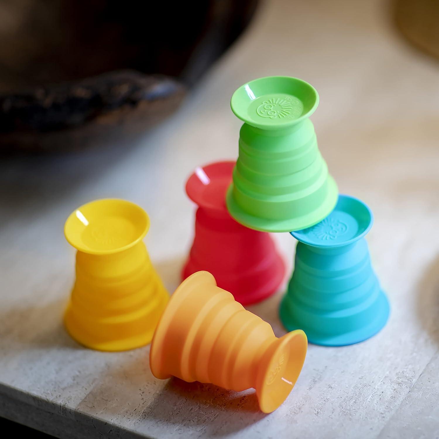 imageBaby Einstein Stack ampamp Squish Cups Infant to Toddler Collapsible Sensory Toys for Beach Bath Floor ampamp More 6pcs 3 Months