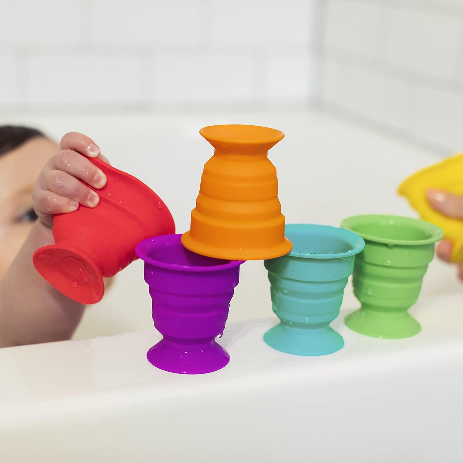 imageBaby Einstein Stack ampamp Squish Cups Infant to Toddler Collapsible Sensory Toys for Beach Bath Floor ampamp More 6pcs 3 Months